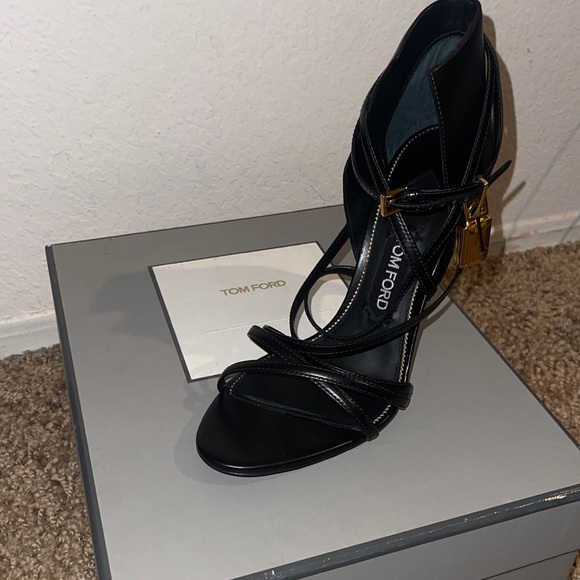 Tom Ford Shoes | Tom Ford Padlock Strappy Heels | Color: Black | Size: 39.5 - Picture 2 of 7